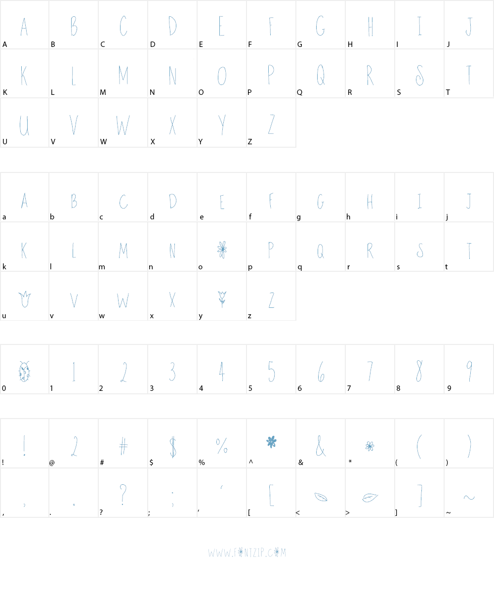Tall Tulips Font Character